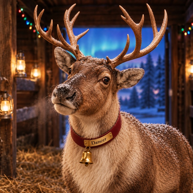 Dancer, Graceful, joyful reindeer who brings rhythm and celebration.