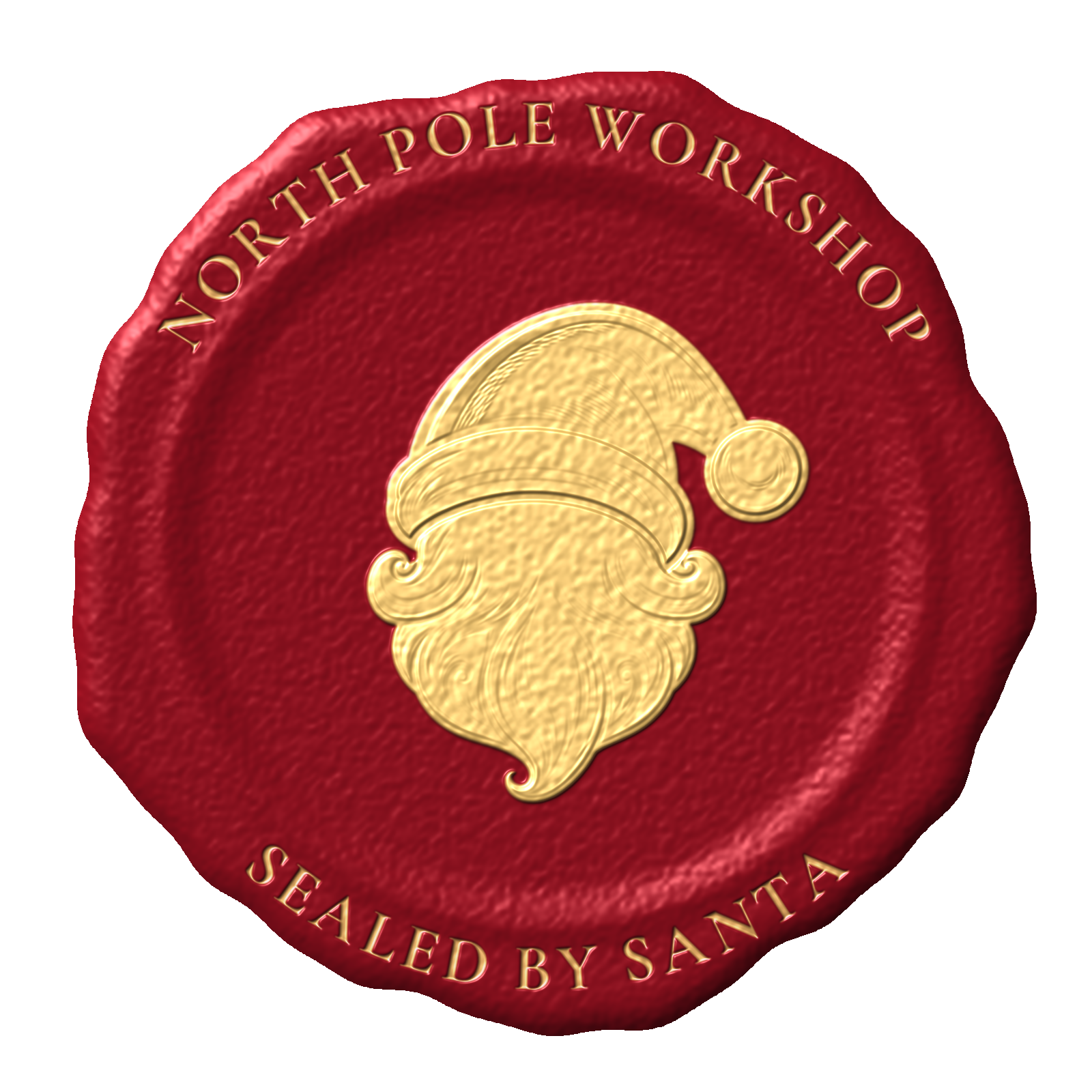 North Pole Workshop seal, gilded wax